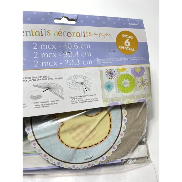 baby shower paper fan decorations 6pc set - Picture 5 of 7